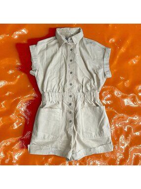 ZARA Women's Beige Buttoned Romper Size Medium